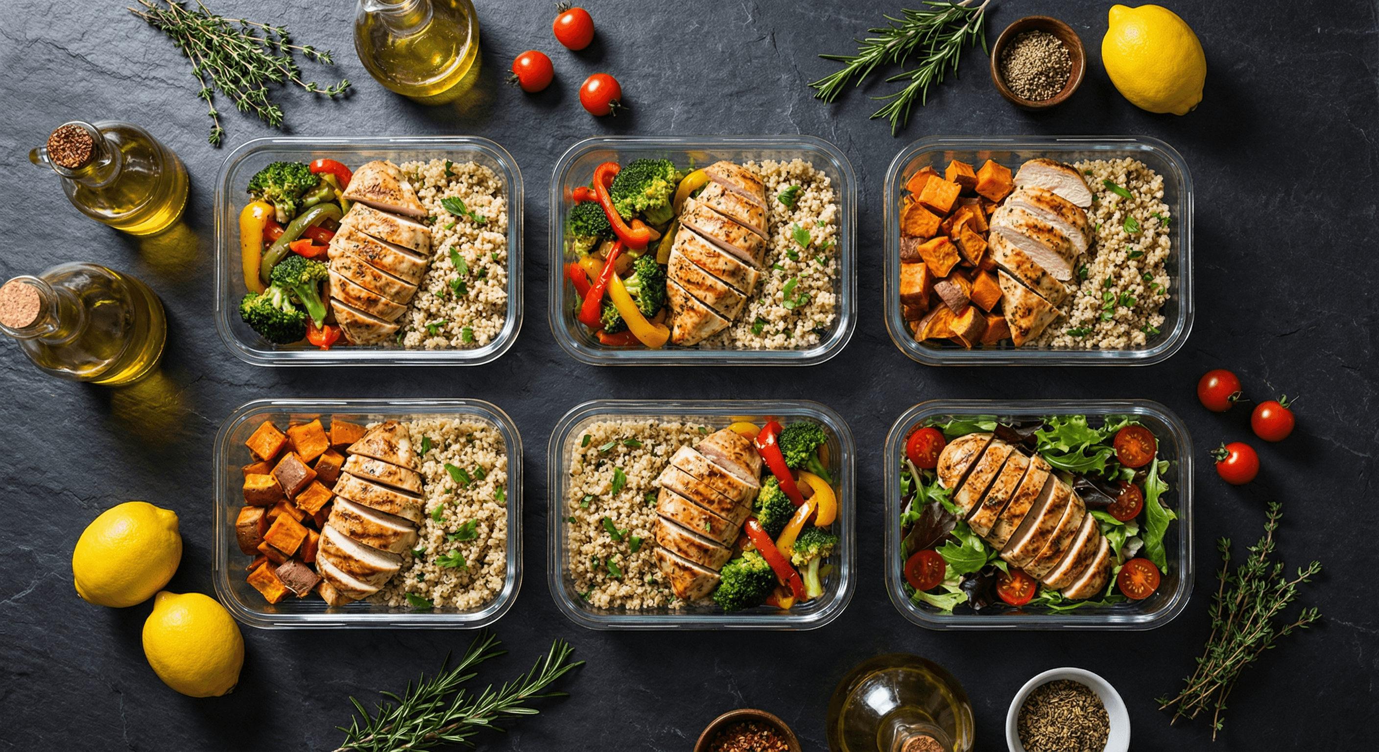 Professional meal prep with vibrant colors